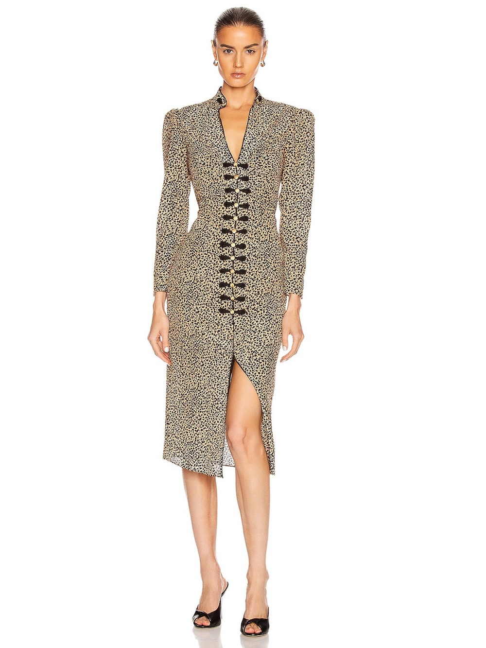 SALONI
Andrea Silk Dress  in Camo Leopard size